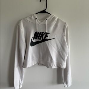 Nike Women's White Cropped Hoodie